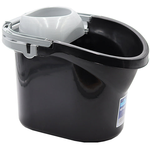 Heavy Duty Black Mop Bucket With Wringer 12L