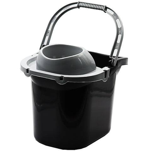 Heavy Duty Black Mop Bucket With Wringer 12L